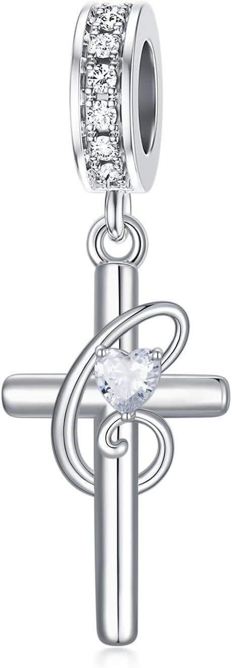 Sterling Silver ABC Initial Cross Charm Pendant Beads for Bracelet-0-0