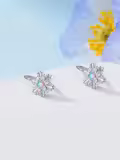 TOUPOP Sterling Silver Snowflake Drop Dangle Earrings For Women-0-3