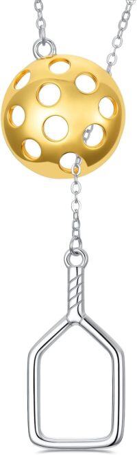 wholesale 925 Sterling Silver Gold Plated Soccer Ball Pendant Necklace Sporty Jewelry for Men & Women-Pickleball