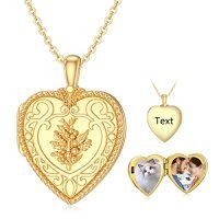 TOUPOP 14K Gold Birth Flower Locket Necklace Gift for Mom-style_name:Birth Flower-December-Holly