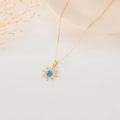 wholesale 14K Gold Blue Opal Sun Necklace with Moissanite, 16-18 Adjustable Chain-0-4