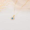 wholesale 14K Gold Blue Opal Sun Necklace with Moissanite, 16-18 Adjustable Chain-0-4