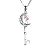 wholesale 925 Sterling Silver Key with Moon and Girl Charm Sporty Pendant Necklace for Girls & Women-Golf