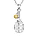 wholesale 925 Sterling Silver Tennis Racket Gold Ball Charm Pendant Necklace For Women-0-0