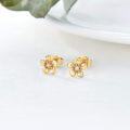 wholesale 14K Yellow Gold Moissanite Diamond Flower Stud Earrings for Women Push Backs Gift for Mom Wife Friend-0-1