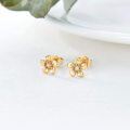 wholesale 14K Yellow Gold Moissanite Diamond Flower Stud Earrings for Women Push Backs Gift for Mom Wife Friend-0-1