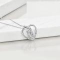 wholesale  925 Sterling Silver & Hypoallergenic Mother-Daughter Heart Pendant Necklace, Adjustable 18-20 Chain, Elegant Gift for Mom-0-3