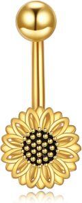 wholesale 925 Sterling Silver Sunflower Belly Button Ring Flower Piercing Jewelry for Women Hypoallergenic-0-0