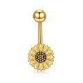 wholesale 925 Sterling Silver Sunflower Belly Button Ring Flower Piercing Jewelry for Women Hypoallergenic-0-0