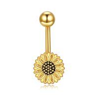 wholesale 925 Sterling Silver Sunflower Belly Button Ring Flower Piercing Jewelry for Women Hypoallergenic-sunflower