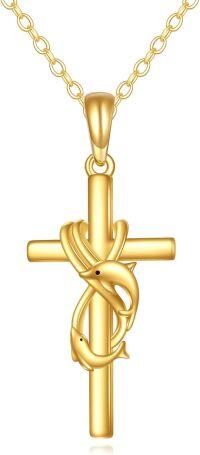 wholesale 14K Gold Dolphin Cross Pendant Necklace 14K Gold Chain s for Mom Sisters-Dolphin