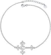 wholesale Sterling Silver Hypoallergenic Sobriety Cross Bracelet - AA Triangle Symbol, Recovery Jewelry Gift for Women & Men, 20mm-Crystal AA Bracelet