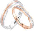 wholesale TOUPOP Customized Moissanite Couples Rings Set For Him And Her 925 Sterling Silver Rose Gold Plated Personalized Wedding Ring For Couples Valentine's Day Christmas Gift For Wife Girlfriend -0-0