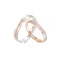 TOUPOP Sterling Silver Rose Gold Plated Moissanite Couples Rings Set-0-0