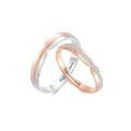 TOUPOP Sterling Silver Rose Gold Plated Moissanite Couples Rings Set-0-0
