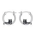 wholesale 925 Sterling Silver Cat Hoop Earrings - Cute Kitty  for Her-0-0