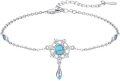 wholesale 925 Sterling Silver Turquoise Flower Dreamcatcher Adjustable Bracelet (7-8 in)  for Women Girls-0-0