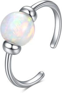 wholesale 925 Sterling Silver Opal Stone Hypoallergenic 8mm Huggie Nose Ring for Women-Opal Bead Nose Ring