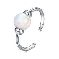 wholesale 925 Sterling Silver Opal Stone Hypoallergenic 8mm Huggie Nose Ring for Women-Opal Bead Nose Ring