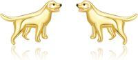 wholesale 925 Sterling Silver Gold Plated Labrador Retriever Dog Stud Earrings for Women - Pet Lover Gift Ideas-Golden Retriever