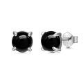 wholesale 925 Sterling Silver Black Stone Stud Earrings Minimalist Design Elegant And Classic Jewelry-0-0