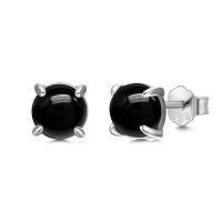 wholesale 925 Sterling Silver Black Stone Stud Earrings Minimalist Design Elegant And Classic Jewelry-Black Onyx