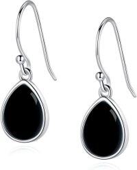 wholesale S925 Sterling Silver Black Onyx Gemstone Hoop Dangle Earrings for Women, Elegant Gift for Mother Wife-Black Onyx
