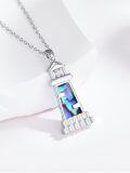 wholesale 925 Sterling Silver Lighthouse Pendant with Abalone Shell and Cubic Zirconia Accent - Nautical Jewelry for Women & Men-0-1