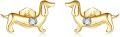 wholesale 14K Yellow Gold Wiener Dog Stud Earrings with Diamond Accents - Gifts for Women-0-0