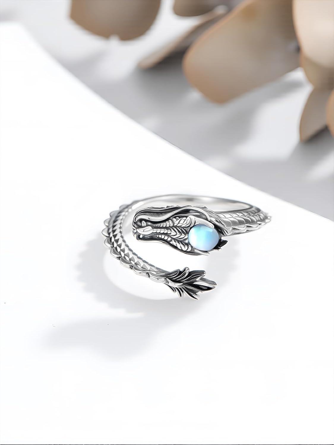 Sterling Silver Cute Dragon Cat Snake Adjustable Animal Jewelry for Women-0-3