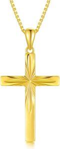 wholesale 14K Gold Diamond Cut Cross Necklace for Women 16 18 -0-0