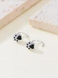 wholesale 925 Sterling Silver & 5A CZ Half Hoop Earrings with Paw Print, 8mm Diameter, 20 Gauge, Hypoallergenic, Gift for Women-0-5