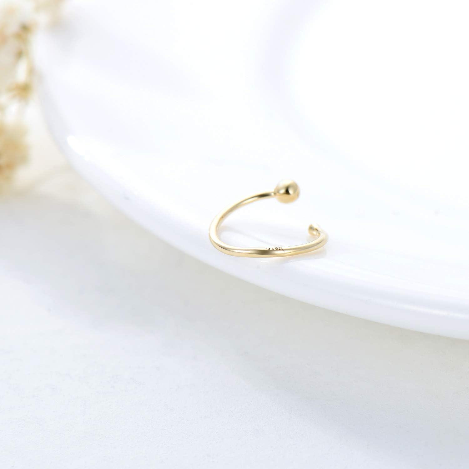 Gold 925 Sterling Silver Nose & Lip Piercing Jewelry Set for Women - Hypoallergenic Surgical Steel Rings with Ball Ends (Sold as Pair)-0-3