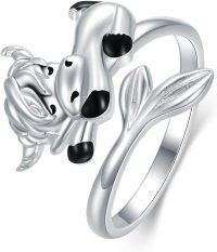 wholesale 925 Sterling Silver Panda Koala Adjustable Open Ring Cute Animal Jewelry Gift for Women Girls-Highland Cow
