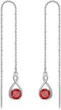 wholesale 925 Sterling Silver Birthstone Threader Earrings Infinity Long Chain Drop Pull Through 12 Stone Birthday Jewelry Gifts for Women-0-18
