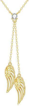 wholesale 14K Solid Diamond Angel Wings Pendant Necklace for Women-0-0