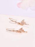 wholesale Rose Gold 925 Sterling Silver Pink Crystal Flamingo Dangle Drop Earrings Hypoallergenic s for Women Girls-0-2