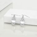 wholesale 925 Sterling Silver Spiral CZ & Pearl Drop Dangle Leverback Earrings-0-2