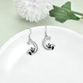 wholesale 925 Sterling Silver Panda on Crescent Moon Star Dangle Earrings for Women-0-2