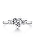 TOUPOP 18k White Gold Plated Moissanite Personalized Engagement Ring 1ct D VVS1-0-1