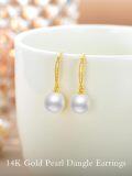 wholesale 14K Gold White Freshwater Pearl Drop Earrings with Diamonds-0-5