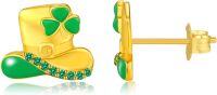 wholesale 925 Sterling Silver Hypoallergenic St Patricks Day Leprechaun Hat Stud Earrings for Women and Girls-Hat (Gold)