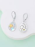wholesale 925 Sterling Silver Starfish Moonstone Ocean Wave Two Tone Drop Earrings-0-3
