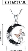 wholesale 925 Sterling Silver Crescent Moon Fairy Riding Horse Necklace Pendant-0-1