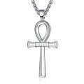 wholesale 925 Sterling Silver Egyptian Ankh Cross Pendant Necklace Platinum Plated Box Chain-0-0