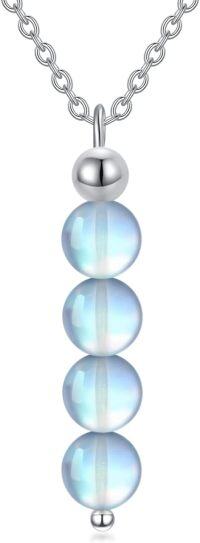 wholesale 925 Sterling Silver Moonstone Necklace Elegant Adjustable Chain for Women, Gift for Her-Style 4