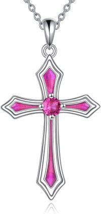 wholesale 925 Sterling Silver 5A CZ Birthstone Necklace for Women Men-G.Dark Red-July-Ruby