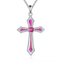 wholesale 925 Sterling Silver 5A CZ Birthstone Necklace for Women Men-G.Dark Red-July-Ruby