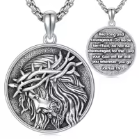TOUPOP 925 Sterling Silver St Medal Protection Necklace For Men Women-style_name:A-Jesus II