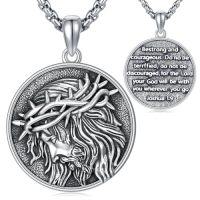 wholesale Saint Patron Necklace For Men Women 925 Sterling Silver St Medal Protection Necklace Catholic Religious Amulet Gifts For Christmas Birthday Father Son Brother Husband -style_name:A-Jesus II